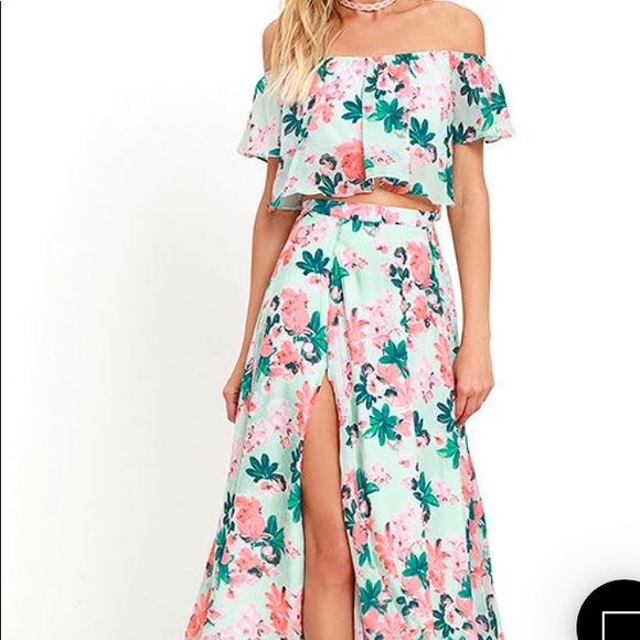 two piece floral maxi dress